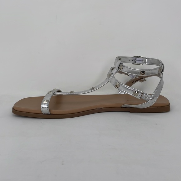 14th & Union Finley NWOT Nordstrom Gladiator Sandals Strappy Silver Size 8.5 - Picture 8 of 11